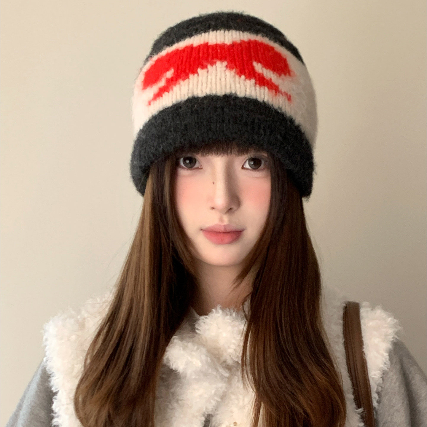 含羊毛韩版撞色蝴蝶结毛线帽女款冬季大头围护耳针织帽显脸小帽子,服饰配件/皮带/帽子/围巾,帽子,淘宝优惠券,粉丝福利购,淘宝优惠卷