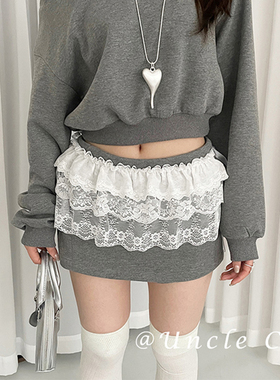 韩版氛围感蕾丝花朵屁帘女短款设计感腰带配裙子牛仔裤子皮带装饰