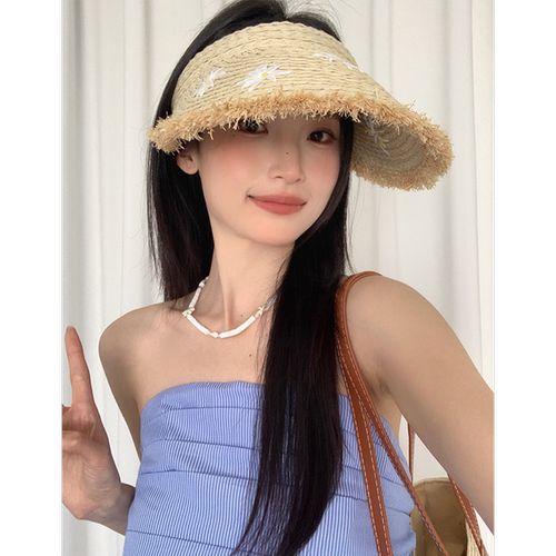 夏季新款雏菊空顶草帽女