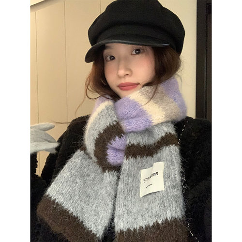 含羊毛围巾保暖女秋冬季