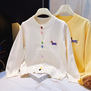 女童毛衣开衫春季2026新款中大童女孩针织衫超好看毛线衣洋气