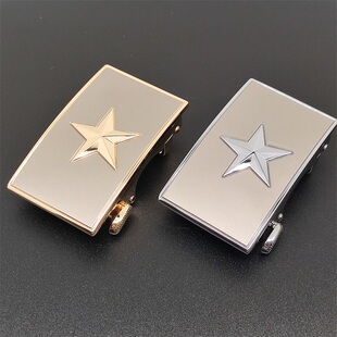 高档合金不生透立体五星皮带扣头五角星内穿款自动扣军迷裤带卡子