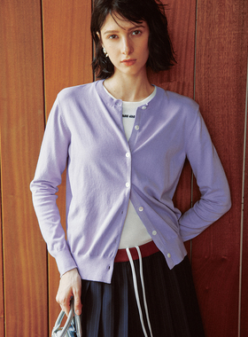 【四季刚需】细腻匹马棉经典百搭通勤圆领长袖刺绣针织开衫上衣女