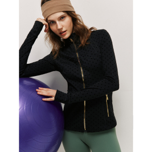 立体剪裁修身 植绒波点印花 收腰显瘦瑜伽服外套夹克 外M订单