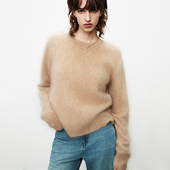 限定色 重磅240G抗起球1OO%纯山羊绒拉绒毛衣女秋冬套头针织衫