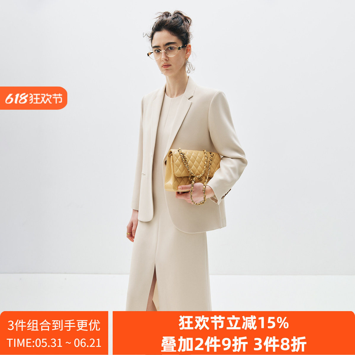 【CBD女高管】通勤高智重磅醋酸套装 一粒扣西装+直筒西裤+连衣裙