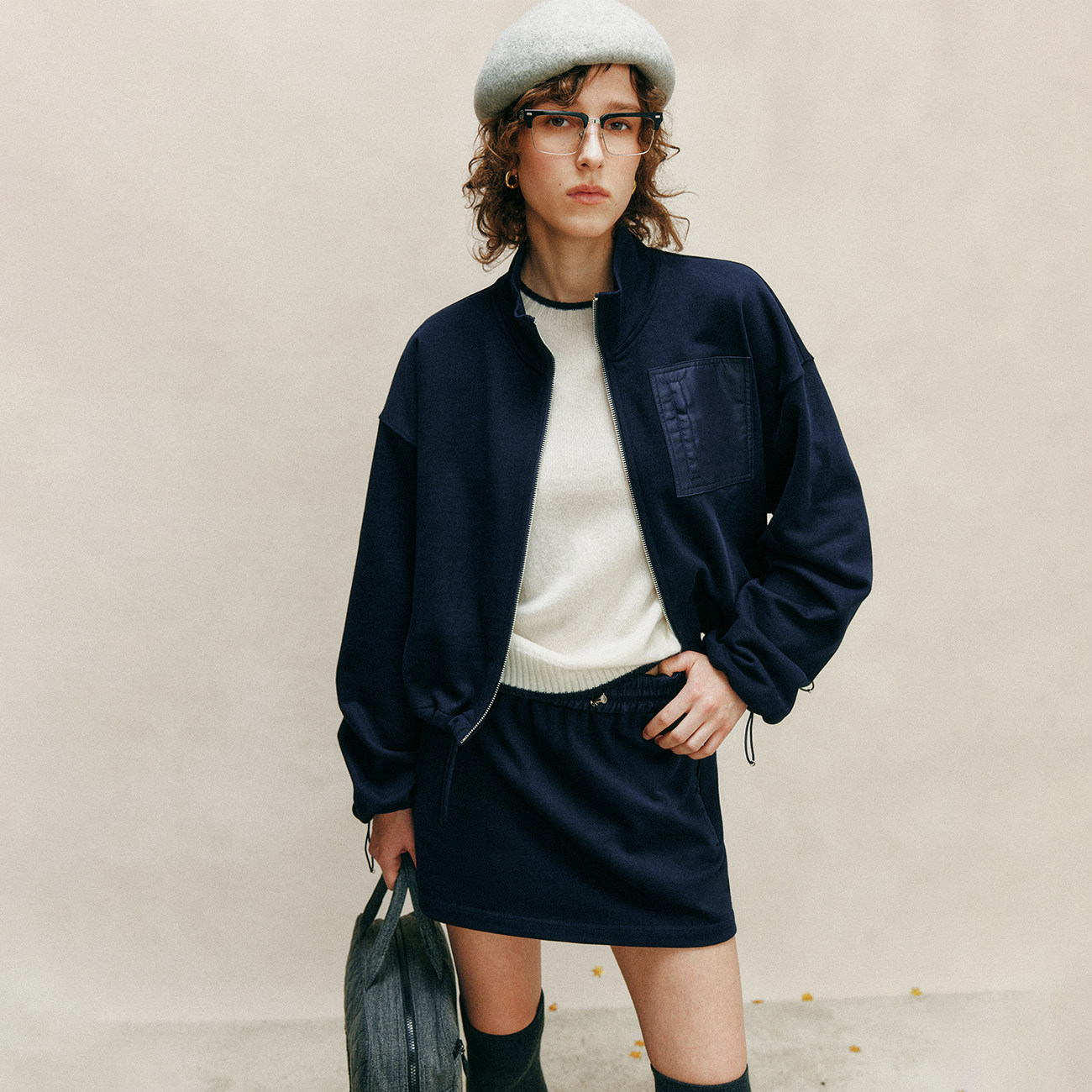 【丸美品相】高克重毛圈布 撞色口袋拉链全棉卫衣开衫+半裙套装女,女装/女士精品,时尚套装,淘宝优惠券,粉丝福利购,淘宝优惠卷