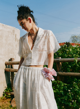 超模hels*飘逸复古藤蔓刺绣 客供handkerchief上衣+吊带+半裙