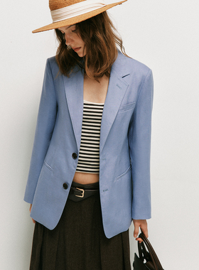 【松弛派头】1OO%高支数亚麻 经典简约百搭款两粒扣直筒西装外套