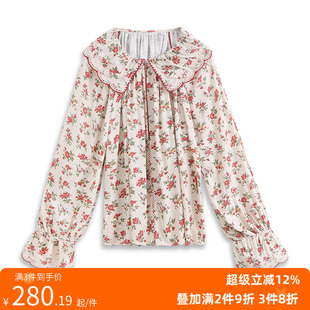 田园风衬衫 1OO%苎麻法式 女正反两穿荷叶边刺绣衬衣 厂仅30件 元