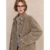 麂皮绒内层 100%羊毛 皮毛一体奢感皮草大衣外套女 怒推