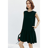 优雅永恒 one piece重磅醋酸面料 现货 圆领无袖 荷叶边连衣裙女