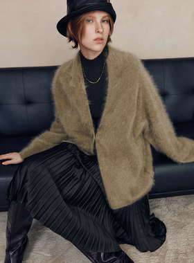 【奢柔纯享】1OO%山羊绒拉绒 纸片人百搭实用显瘦慵懒针织开衫