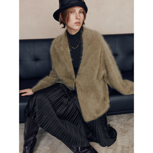 纸片人百搭实用显瘦慵懒针织开衫 1OO%山羊绒拉绒 奢柔纯享