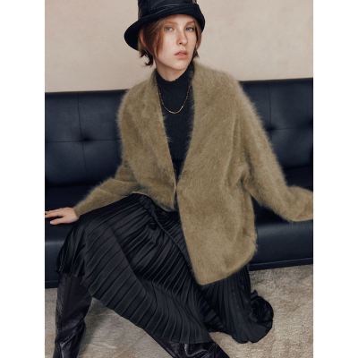 【奢柔纯享】1OO%山羊绒拉绒 纸片人百搭实用显瘦慵懒针织开衫