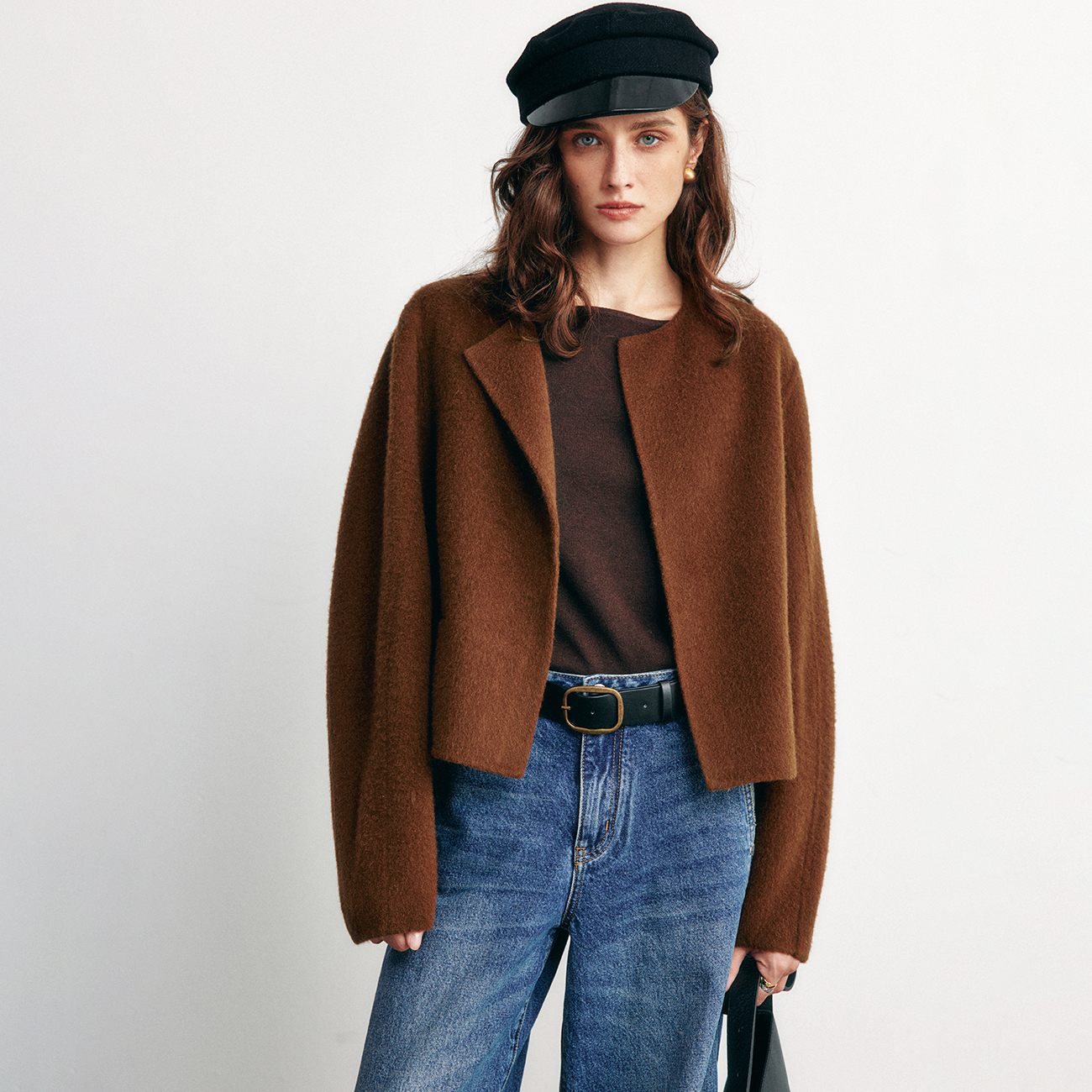 【沙漠软黄金】1OO%骆驼绒 简约高级通勤风无领双面呢短外套女