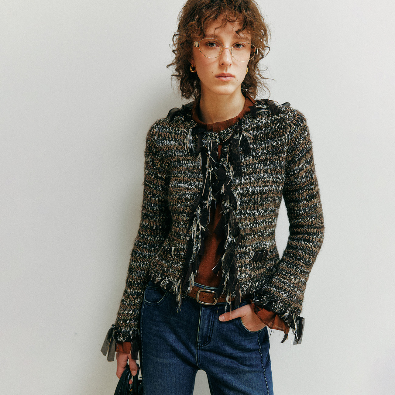 【手工流苏】绵羊毛+马海毛 小众设计感特种纱圆领长袖针织开衫,女装/女士精品,毛针织衫,淘宝优惠券,粉丝福利购,淘宝优惠卷