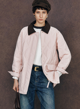 【强烈推荐】高级尖货 巴恩风灯芯绒领撞色拼接绗缝棉服夹克外套