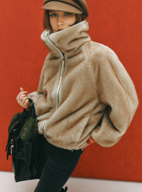 【两面穿设计】环保水貂绒 厚实保暖翻领插肩袖座山雕皮草外套女