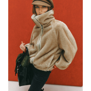 厚实保暖翻领插肩袖 环保水貂绒 座山雕皮草外套女 两面穿设计