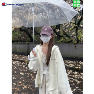 白灰色连帽卫衣外套女秋冬2023新款爆款春秋季美式复古开衫加绒潮