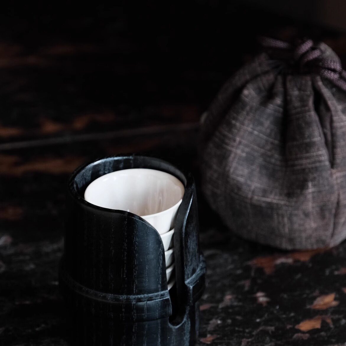 荷叶杯笼便携套组户外茶具一笼五杯收纳客杯日式陶瓷茶具溪元茶事