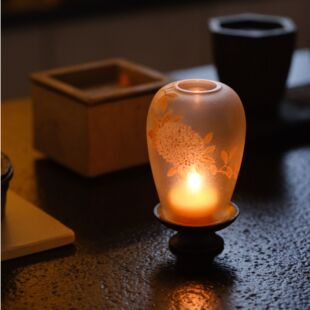 【溪元官方】溪元制 手绘琉璃烛台 陶胎本金底座  茶席氛围款必入