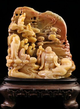 早期寿山杜陵石浮雕摆件