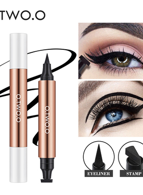 2025欧美妆眼线笔双头猫眼妆防水防晕染黑色液笔Stamp Eyeliner