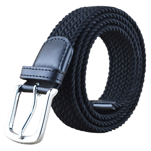 男士弹力编织腰带商务休闲高尔夫运动黑色皮带青年中年老年裤带潮