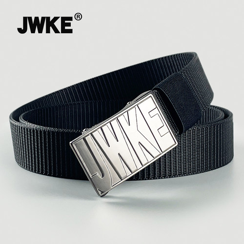 JWKE男士帆布合金自动扣休闲腰带