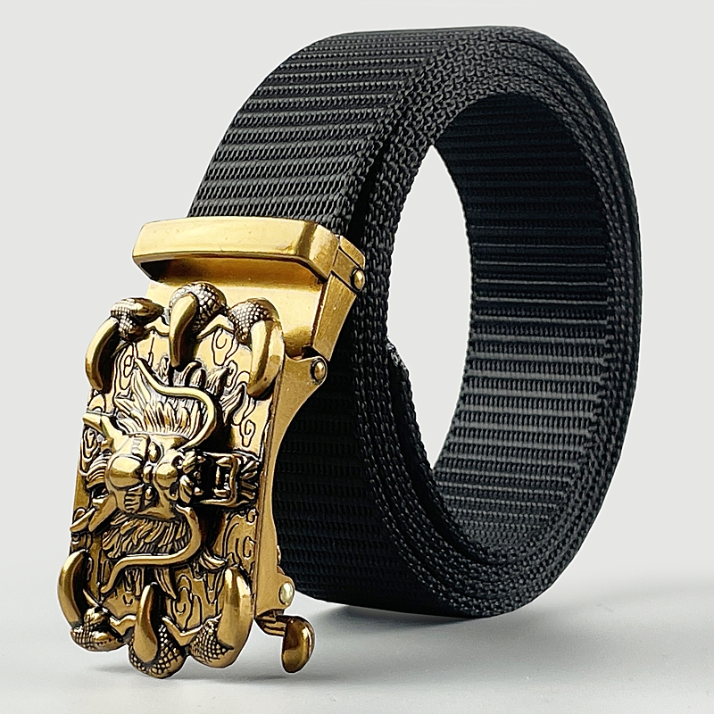 个性时尚潮流龙扣头帆布腰带男士休闲皮带青年牛仔裤腰带收腰神器