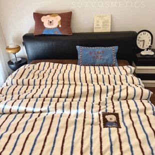 安可拉熊可爱加厚款 双面羊咩绒被套床单床上用品 牛奶绒四件套冬季