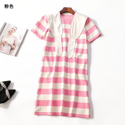 414766 夏短袖长款连衣裙2026新春外贸剪标尾货南油女装品质女装