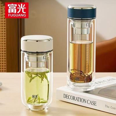 富光双层玻璃杯男女士高颜值水杯家用过滤泡茶杯商务办公车载杯子