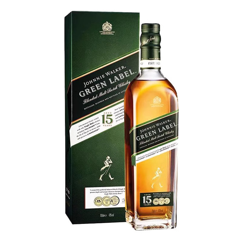 行货洋酒尊尼获加绿牌15年 Johnnie Walker 绿方苏格兰威士忌无盒