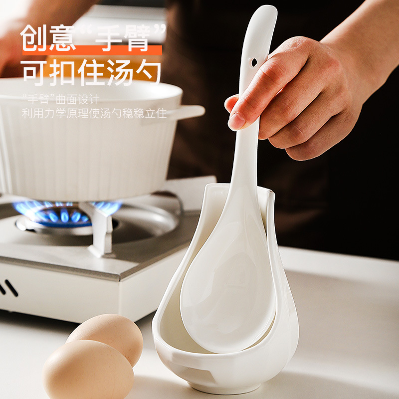 网红创意家用陶瓷勺托可爱长柄勺图片