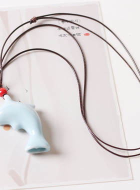 陶瓷口哨项链可调节大小学生吊坠