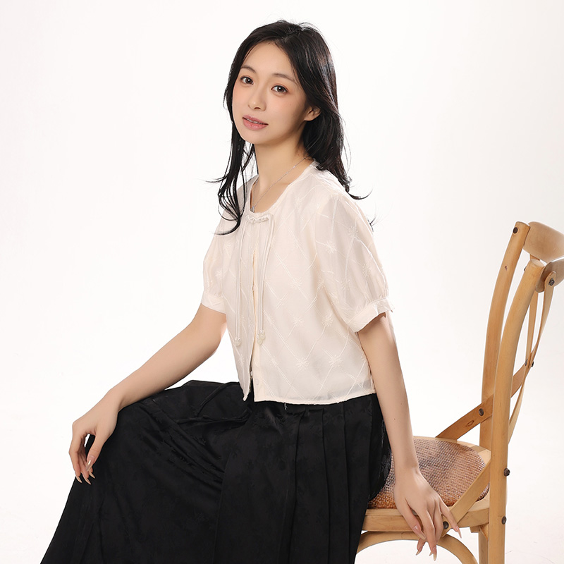 金苑新中式国风雪纺衬衫夏季2024新款女搭配马面裙上衣A242113