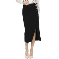 金苑黑色优雅开叉包臀裙