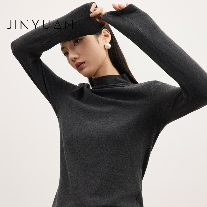 金苑半高领打底T恤衫女2025秋冬新款内搭高级感磨毛上衣F255102,女装/女士精品,T恤,淘宝优惠券,粉丝福利购,淘宝优惠卷