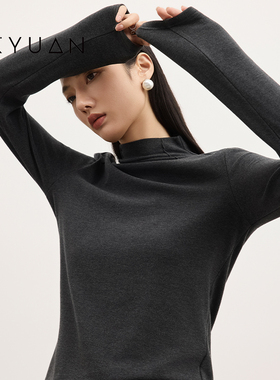 金苑半高领打底T恤衫女2025秋冬新款内搭高级感磨毛上衣F255102