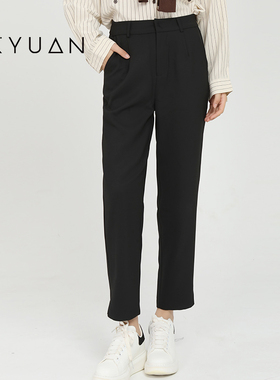 金苑九分休闲裤女2024秋季薄款新款小个子职业开叉西装裤C243101