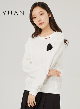 金苑圆领卫衣女春季新款宽松时尚气质绣花设计感上衣F221106