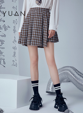 金苑百褶裙半身裙女冬款不规则裙摆显瘦a字短裙B225105