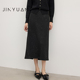 松紧腰修身 金苑羊毛中长款 半身裙2025冬新款 亮片后背开衩B255112