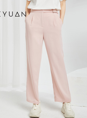 金苑休闲裤女夏季新款直筒裤显瘦阔腿裤宽松垂感裤子C222102