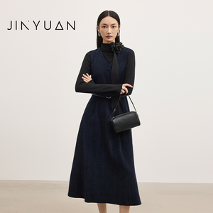 金苑毛呢连衣裙女2025冬新款马甲套装裙两件套背心裙G255102