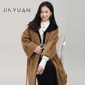 新款 金苑双面羊毛呢大衣女中长款 冬季 连帽毛呢外套E235130