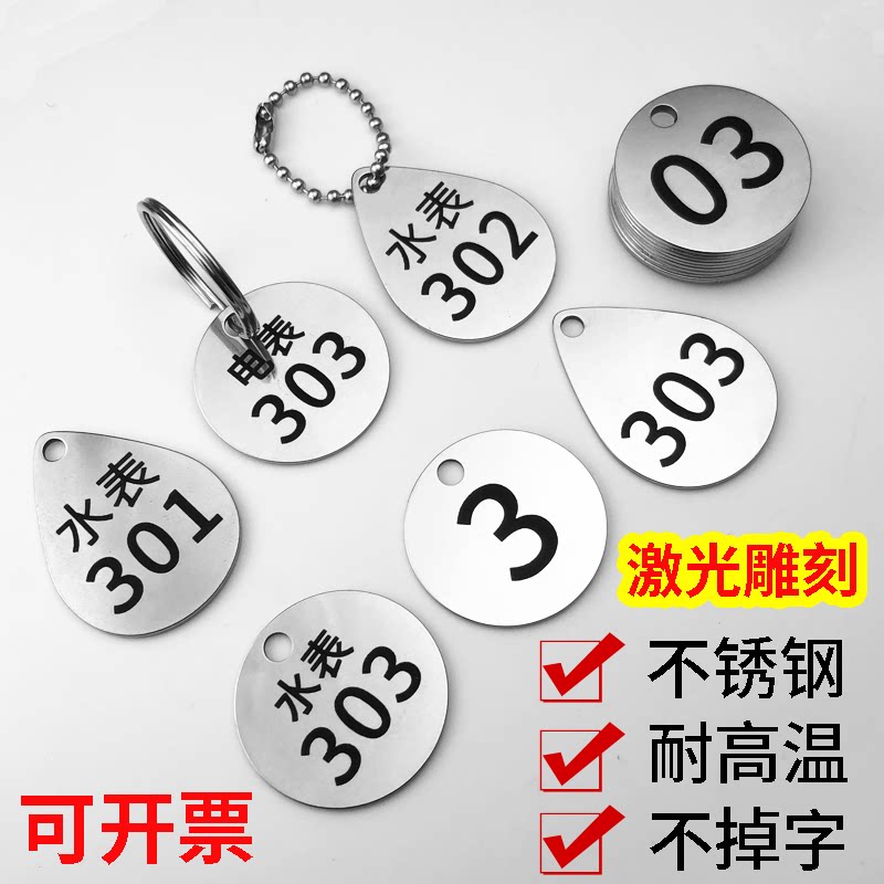 304不锈钢号码牌物业房东水表标识牌数字编号钥匙牌电表吊牌定制图片